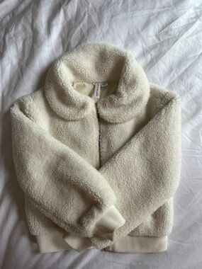 Ivory Sherpa Bomber Jacket for Girls